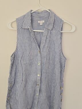 J. Jill sleeveless striped linen blouse summer staple normcore Size SP